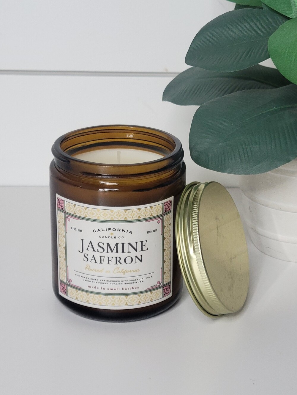 Jasmine Saffron Scented Candle - Amber Jar LEOBEN California Candle Co